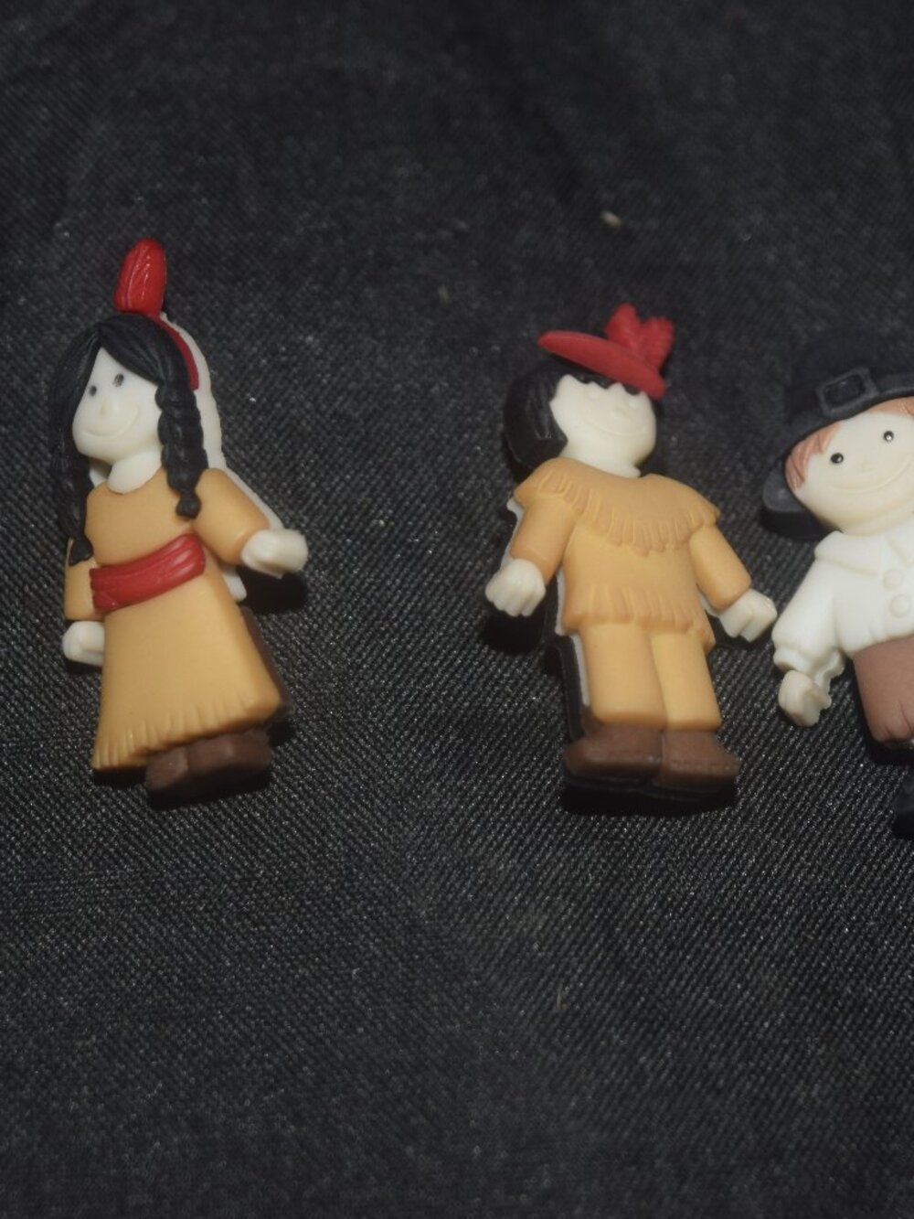 Thanksgiving Pilgrim & Native American Flatback Embellishments - 3pc Craft Lot